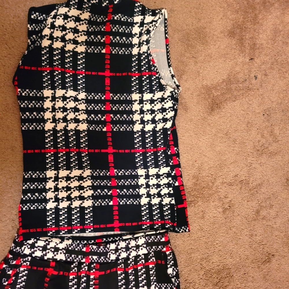 Black, Red, and White Plaid Set